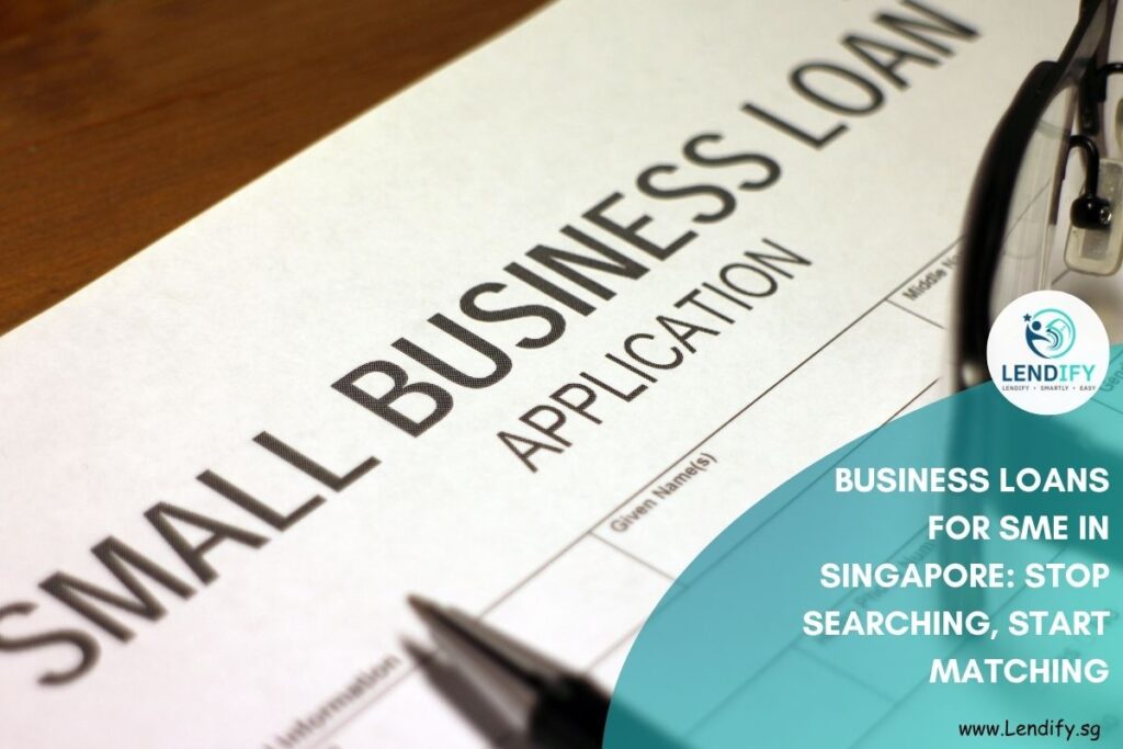 Close-up of a Small Business Loan Application form, pen, and glasses, representing SME financing in Singapore. Promotes Lendify.sg's platform for matching business loans and fast funding.